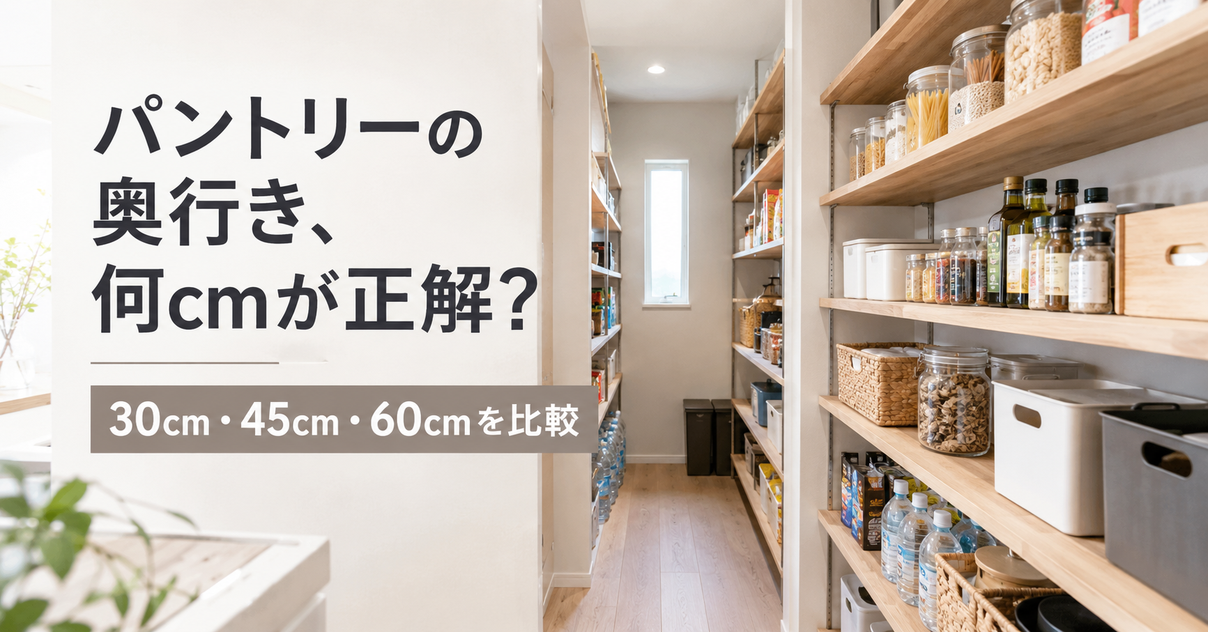 パントリーの奥行きを比較する収納術